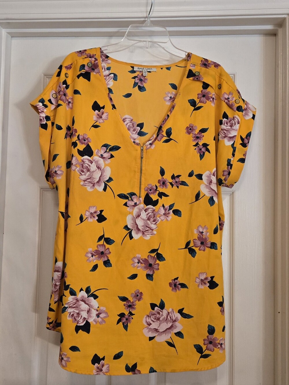 Women's Yellow Floral Plus Size Top By Speed Limit MPH Size 2X